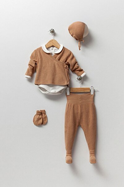 Banamio Taylor Kruvaze Natural Pamuk Selanik Örme Triko 5'li Set Hastane Çıkışı