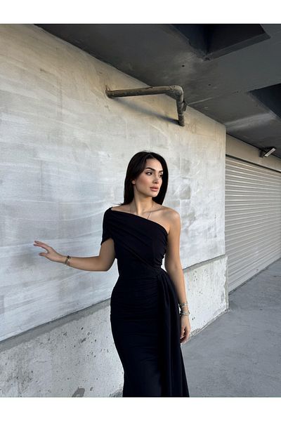 Mekafashion Rochie de seară de designer cu un singur umăr