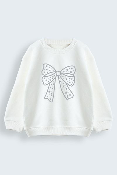 MARKOLL 1-5 Years Old Bow Printed Sweatshirt Tights Bottom Top Set