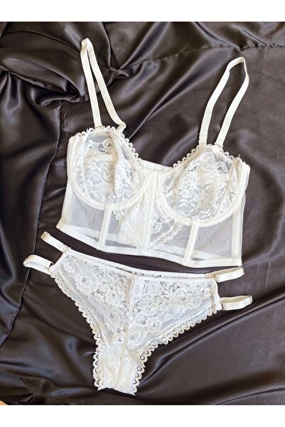 EK SECRET Dantelli Büstiyer Sütyen Külot Takım