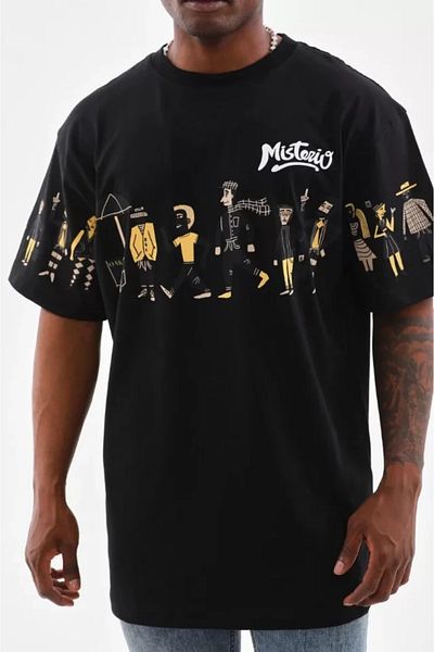 modaserdem Μπλουζάκι Unisex Crew Neck Printed Oversize - Μαύρο