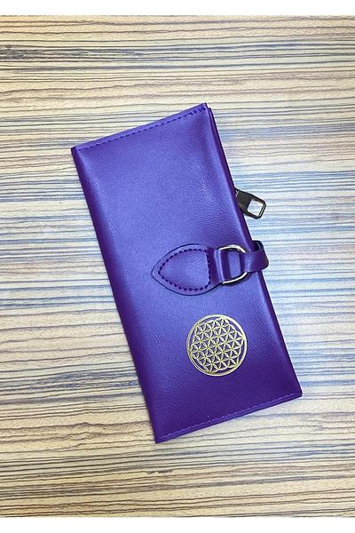 MENİSE Flower of Life Logo Purple Cornucopia Wallet & Accordion Credit Card Holder