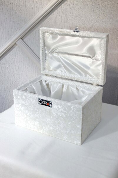 Turkuaz Düğün Nişan Takı Sandığı Beyaz Şifreli