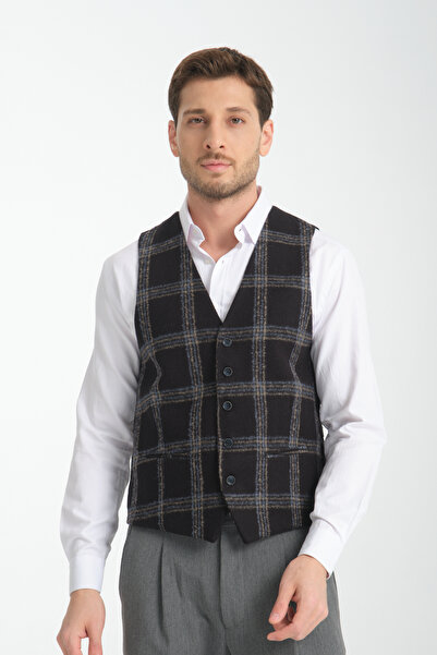 Frappoli Жилет з V-подібним коміром та картатим візерунком, облягаючий крій
