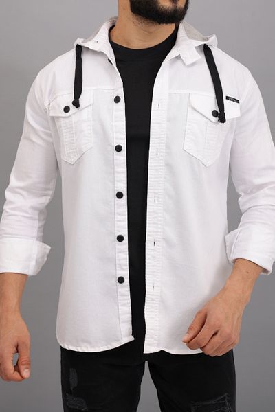 YXC Trend Maker Men's Slim Fit Slim Fit Hooded Denim Shirt