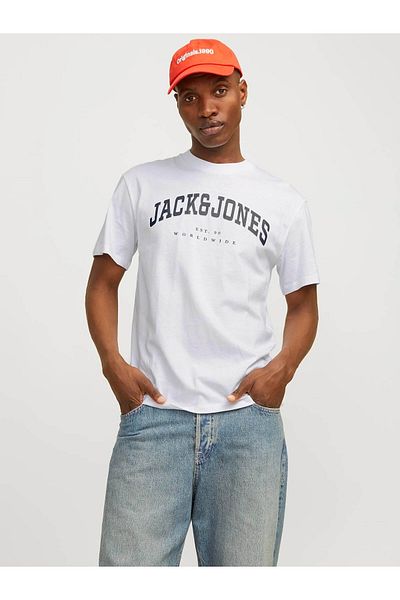 Jack & Jones Ανδρικό μπλουζάκι Jjecaleb Varsity Tee White 12257579