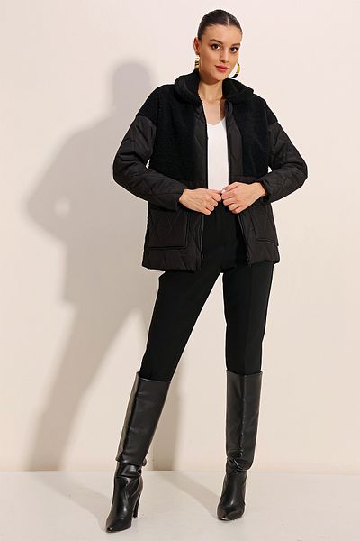 Bigdart Plyšová detailní oversize bunda - černá
