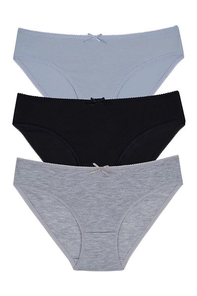 SUWEN Set of 3 Colorful Panties in Dark Blue, Gray and Melange Lilac