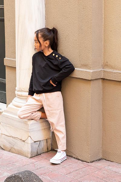 for you kids Set of 2 Shoulder Button Stone Gabardine Pants