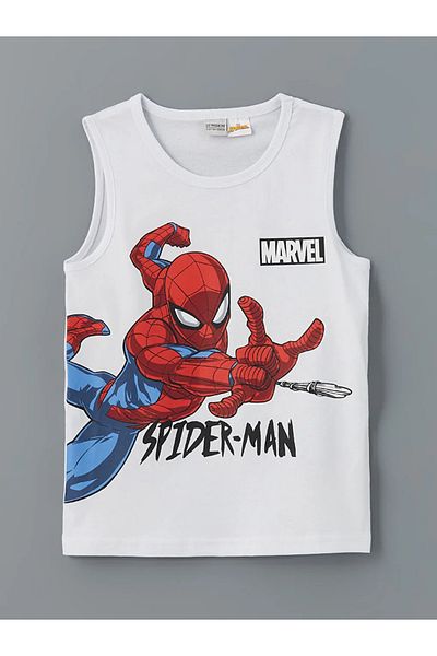 LC Waikiki LCW Kids Blue Crew Gât Spiderman Imprimat Tricou și pantaloni scurți de baie pentru băieți
