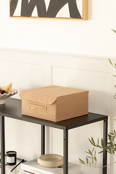 REKHOME غطاء خزانة بنمط متعرج، درج داخلي، منظم صندوق تخزين قابل للطي للمجوهرات والمكياج