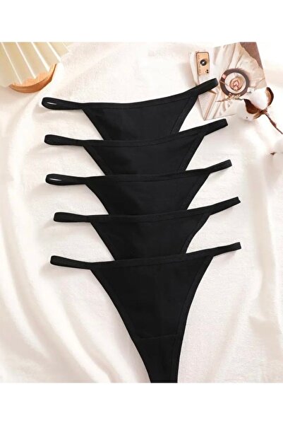 Oprah Kadın 5 Li Paket Siyah Esnek Günlük String