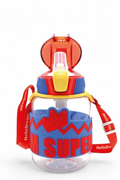 froyalife Red Tritan Children's Water Bottle with Straw and Lock Mechanism, Water Bottle