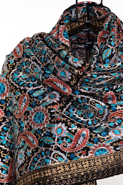 CASHMERE AND SİLK MAWLANA 85%Casmide 15% Silk Embroidered Shal