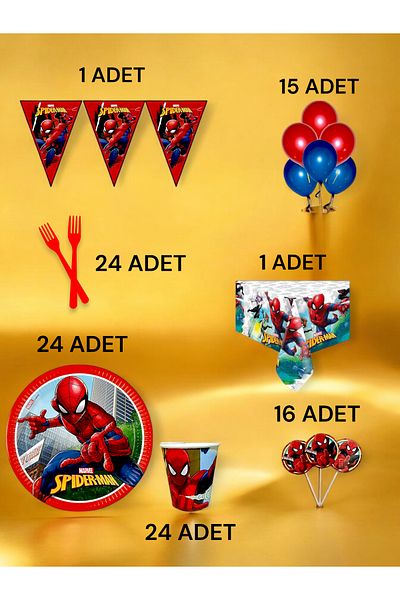 VibeHome 24 Person Spiderman Themed L Pack - Birthday Party and Fun Events
