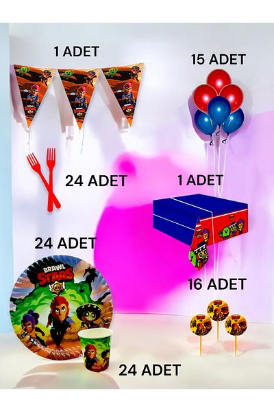 VibeHome 24 Person Brawlstars Themed L Pack - Birthday Party and Fun Events