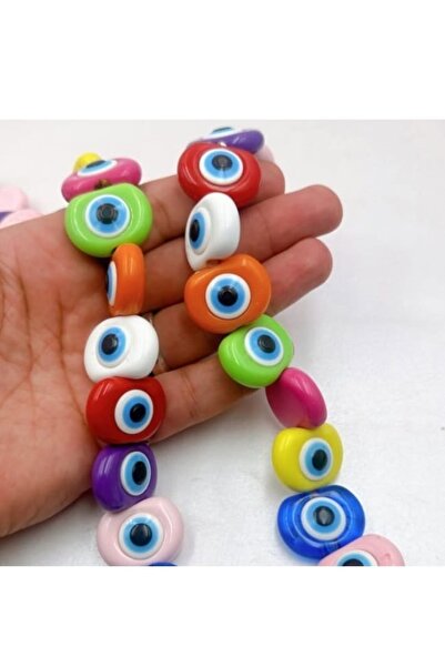 ella'nın çarşısı 50 смесени цветни пластмасови мъниста „Зло око“, размер 2,5 см.