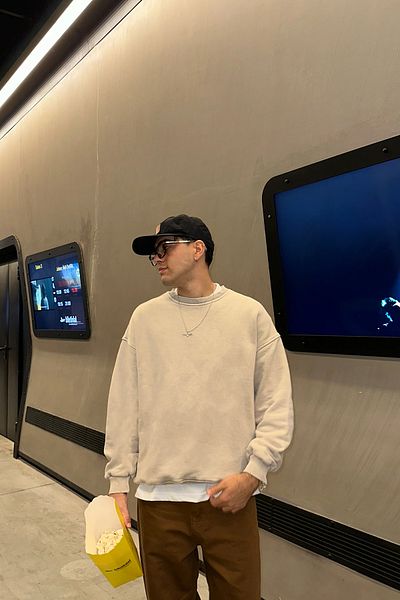 Moderk Men's Oversize Crew Neck Sweatshirt - 3 Thread