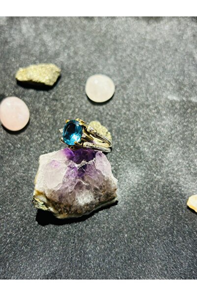 Luna Yakut ve Topaz Doğal Taşlı Çift Taraflı Gümüş Yüzük