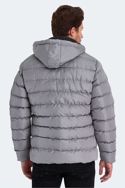Slazenger Γκρι ανδρικό παλτό - Άνετη εφαρμογή με φερμουάρ, τσέπες και κουκούλα