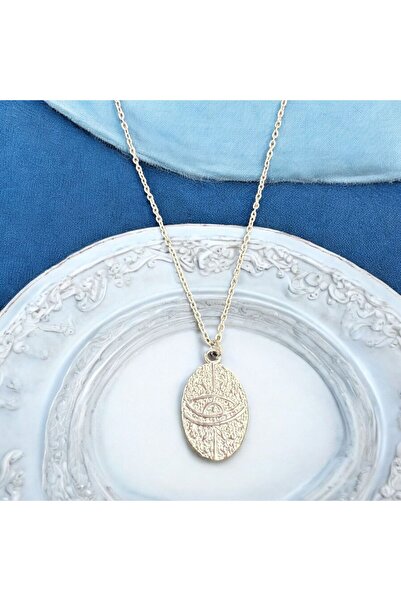 Store Amon Ra Desenli Gümüş Kaplama çelik Kolye