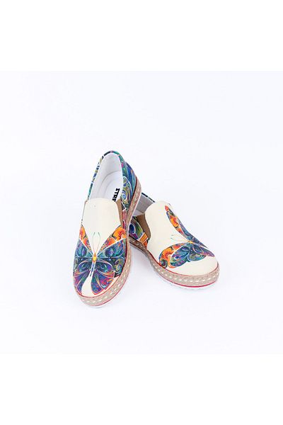 Streetfly Tenis de damă din in - imprimat, cu design fluture colorat