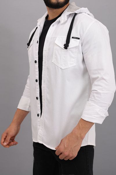 YXC Trend Maker Men's Slim Fit Slim Fit Hooded Denim Shirt