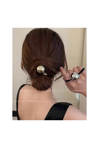 Monalisa Kadın Pinterest Gold, Gümüş 2'Li Yuvarlak Model Lastik Toka