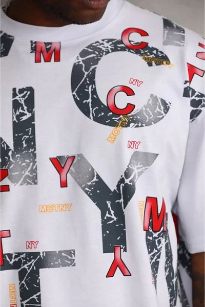 Viyamo Λευκό μπλουζάκι Unisex Oversize με στάμπα