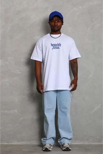 JANES Λευκό μπλουζάκι Unisex Oversize με στάμπα με λαιμόκοψη