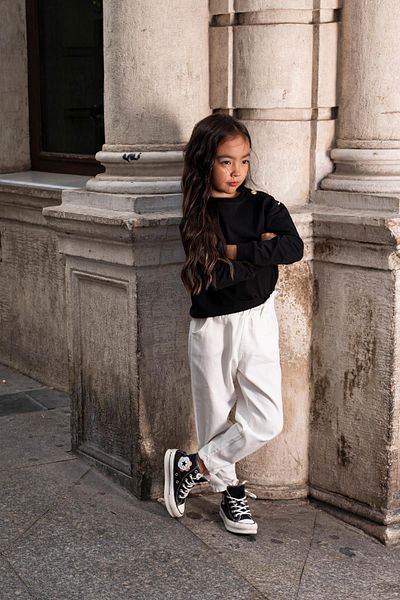 for you kids 2-Piece Shoulder Button Waist Ruffled Ecru Gabardine Pants Set