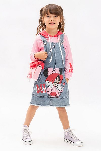 Minigimin Cicileri Pink My Mini's Flowers - Girl's Hoodie Set with Bag, Set of 3