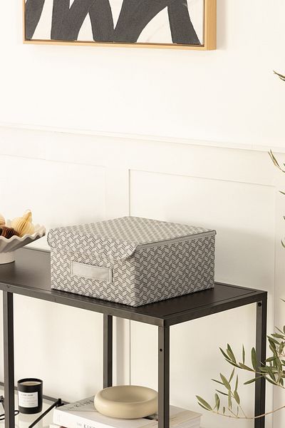 REKHOME غطاء خزانة بنمط متعرج، درج داخلي، منظم صندوق تخزين قابل للطي للمجوهرات والمكياج