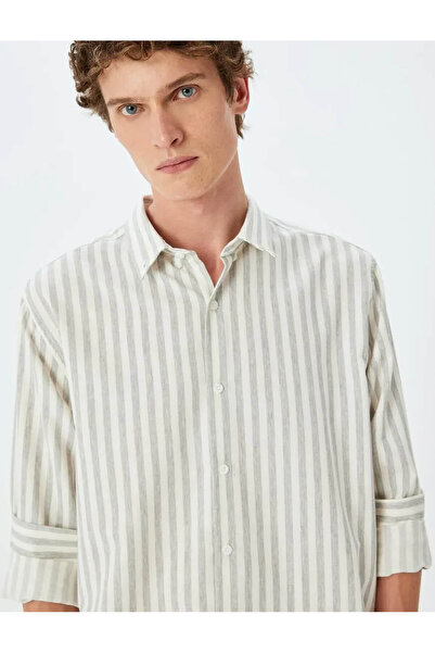 Koton Košile s dlouhým rukávem a knoflíky Slim Fit pruhovaná košile