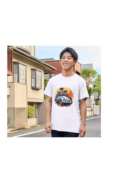 ALPŞAN TİCARET Λευκό μπλουζάκι Unisex - Car Vosvos Printed, Παιδιά και Ενήλικες