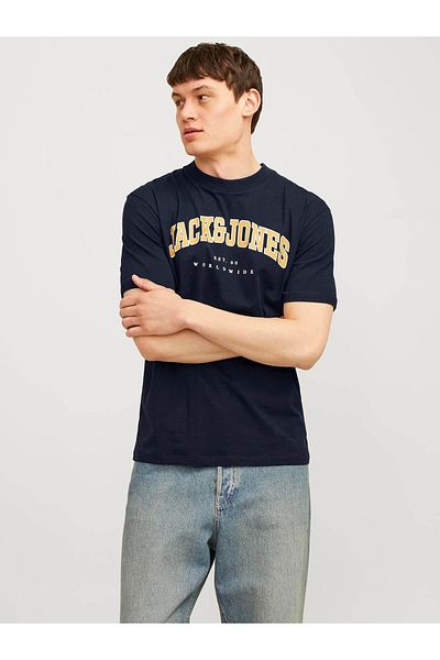 Jack & Jones Мъжка тениска Jjecaleb Varsıty Tee в тъмносиньо 12257579