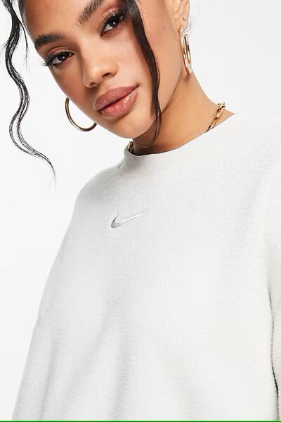 Nike Sportswear Plush Mod Crop Crew Sweatshirt Stone Women's Wide Fit Plush Sweatshirt Stone