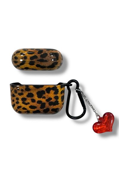 KVK PRİVACY 3Rd Generation Compatible Headphone Case Leopard Pattern Red Heart Clasp Cover