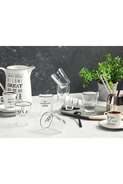 Porland Be Happy 6-Person Coffee Side Water Glass Set 200Cc