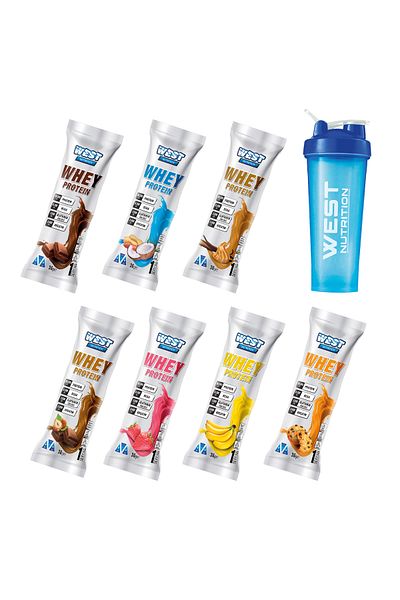 West Nutrition Whey Protein Powder 36 Grams Single Sachet 7 Different Aromas Trial Pack