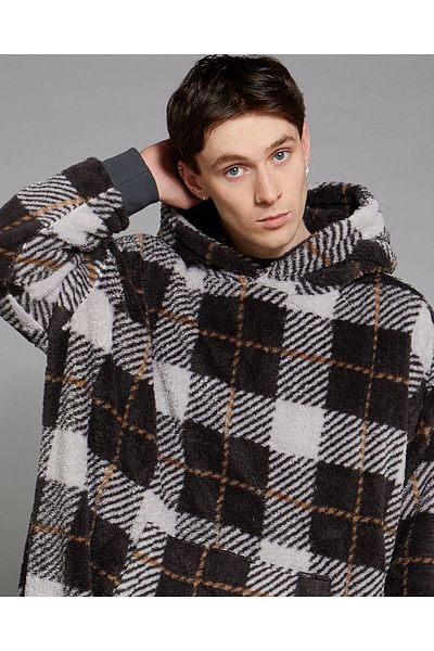 Kübra Tekstil Unisex Oversize Φορητή κουβέρτα, Fleece με κουκούλα, κουβέρτα τηλεόρασης