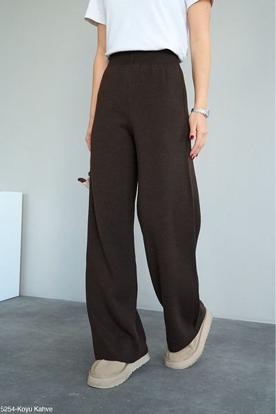 Lupies Women's Dark Brown High Waist Basic Knitwear Pants
