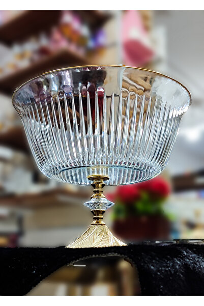 SEÇKİNEV Frezya Gold Detaylı ve Döküm Ayaklı Masa Sunumluğu Kase&Tabak