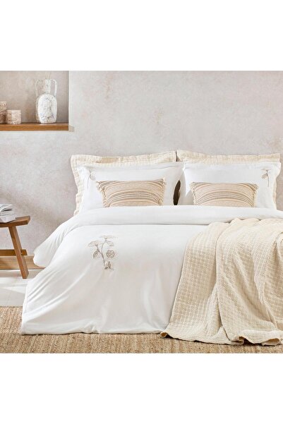 Chakra Melına Bamboo Extra King Size Duvet Cover Set 260X220 cm Ecru
