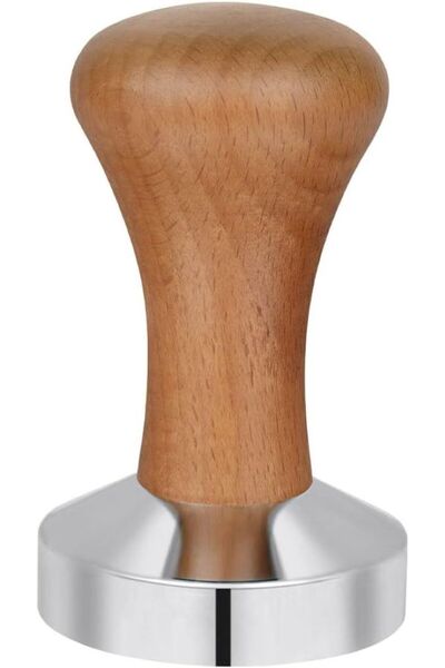 DEVMEER Kahve Tamperi - Koyu Ceviz Ahşap Sap Düz Tabanlı Espresso Tamperi Kah...