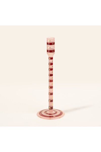 Zsa Zsa Zsu Aravalı Cam Şamdan 9x9x25 Cm Fuşya