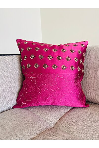TheBohoHomeDecor Estetik Serisi - Altın Pembe Saten İkili Kırlent/Yastık Kılı...