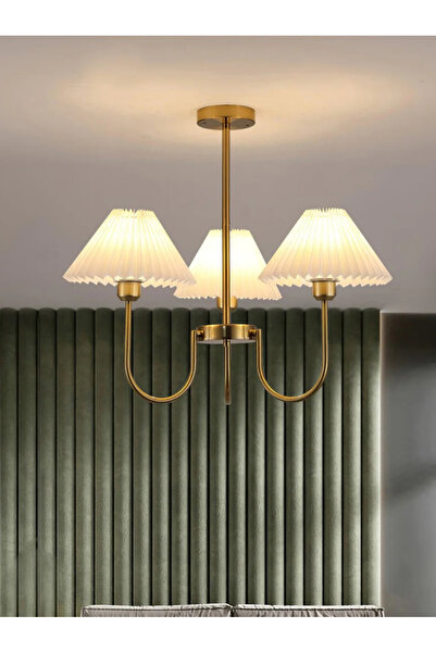 burenze Modern Diana Tasarım Umbrella Sarkıt Avize 3 Kollu Eskitme Gold Sarı