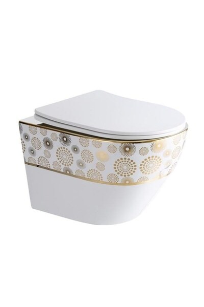 LENA ASMA KLOZET KAPAK DAHİL ET-405AB BEYAZ-ALTIN