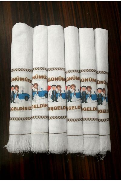 yörük tuhafiye Wedding Towel, Car Towel, Convoy Towel, 12 Pieces of School Towel, with car